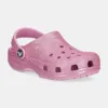 Crocs slapi copii CLASSIC GLITTER CLOG culoarea roz