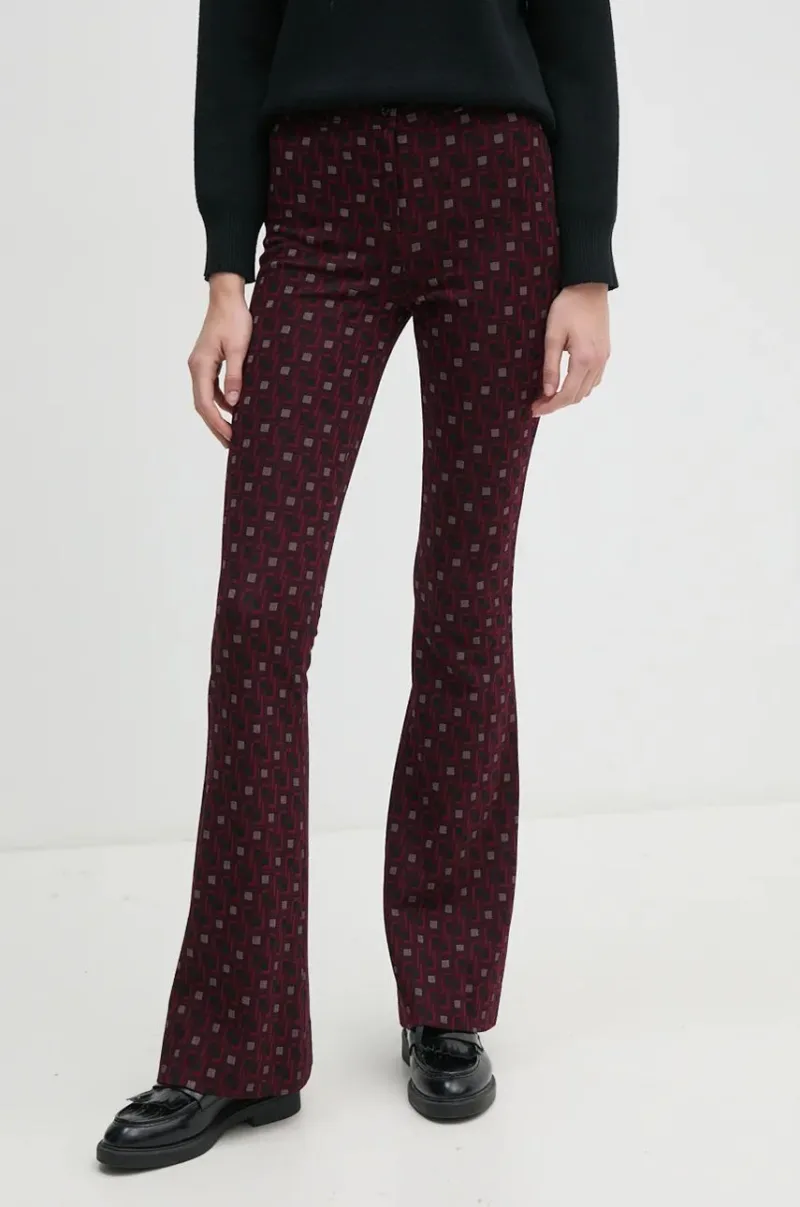 DIANE VON FURSTENBERG pantaloni din lana culoarea bordo