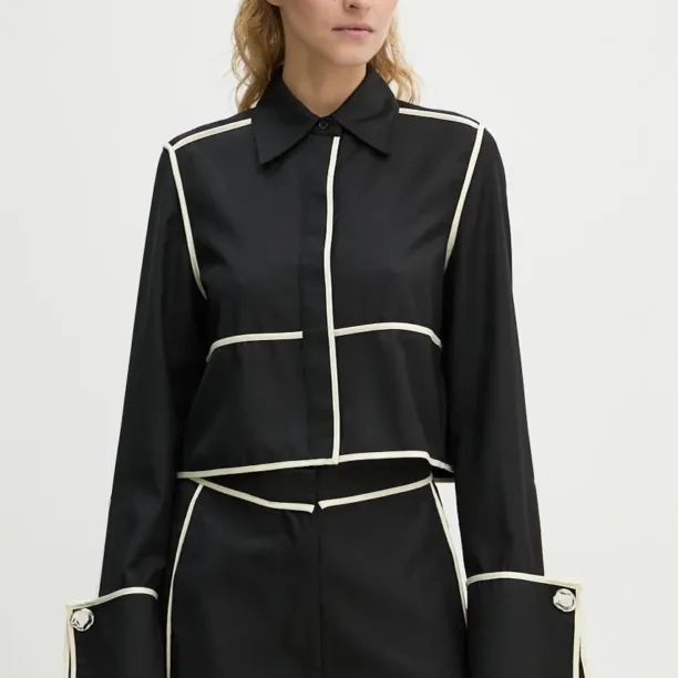 Day Birger et Mikkelsen cămașă de lână Tessa - Refined Suiting Blend culoarea negru