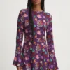 Desigual rochie FLOWER SCRIBB culoarea violet