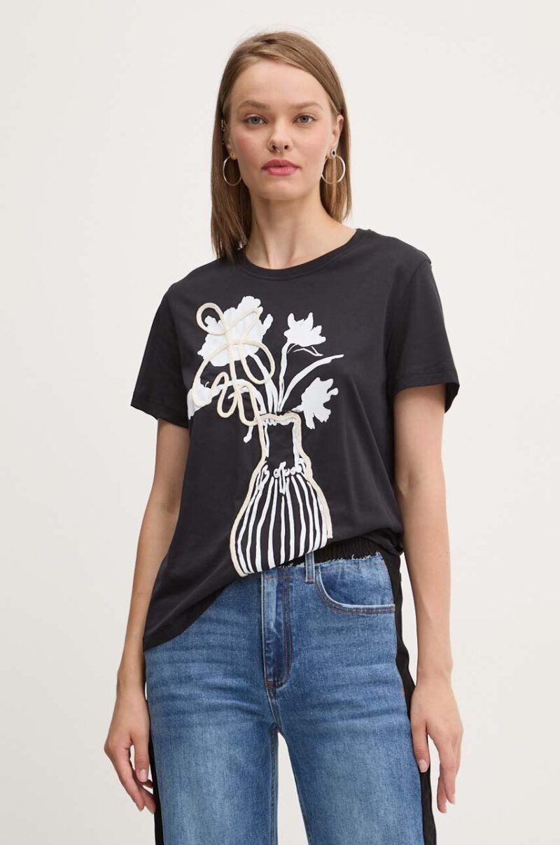 Desigual tricou din bumbac SHADOW femei