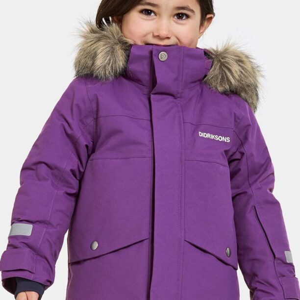 Didriksons BJÄRVEN KIDS PARKA culoarea violet