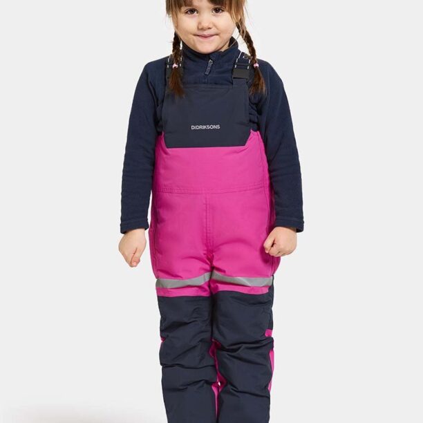 Didriksons pantaloni de schi pentru copii BJÄRVEN K BIB PANT culoarea roz