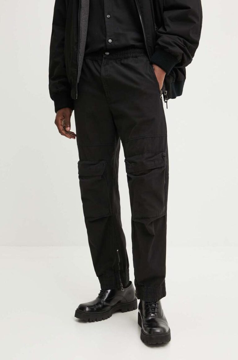 Diesel pantaloni de bumbac P-BEECK culoarea negru