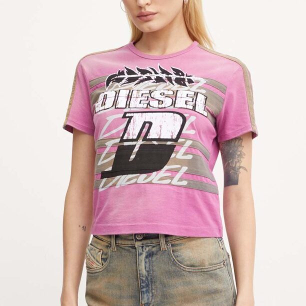 Diesel tricou din bumbac T-UNCUTIE-STRIPE femei