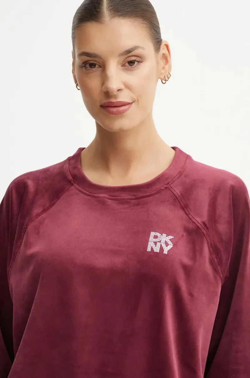 Dkny bluză din velur culoarea bordo