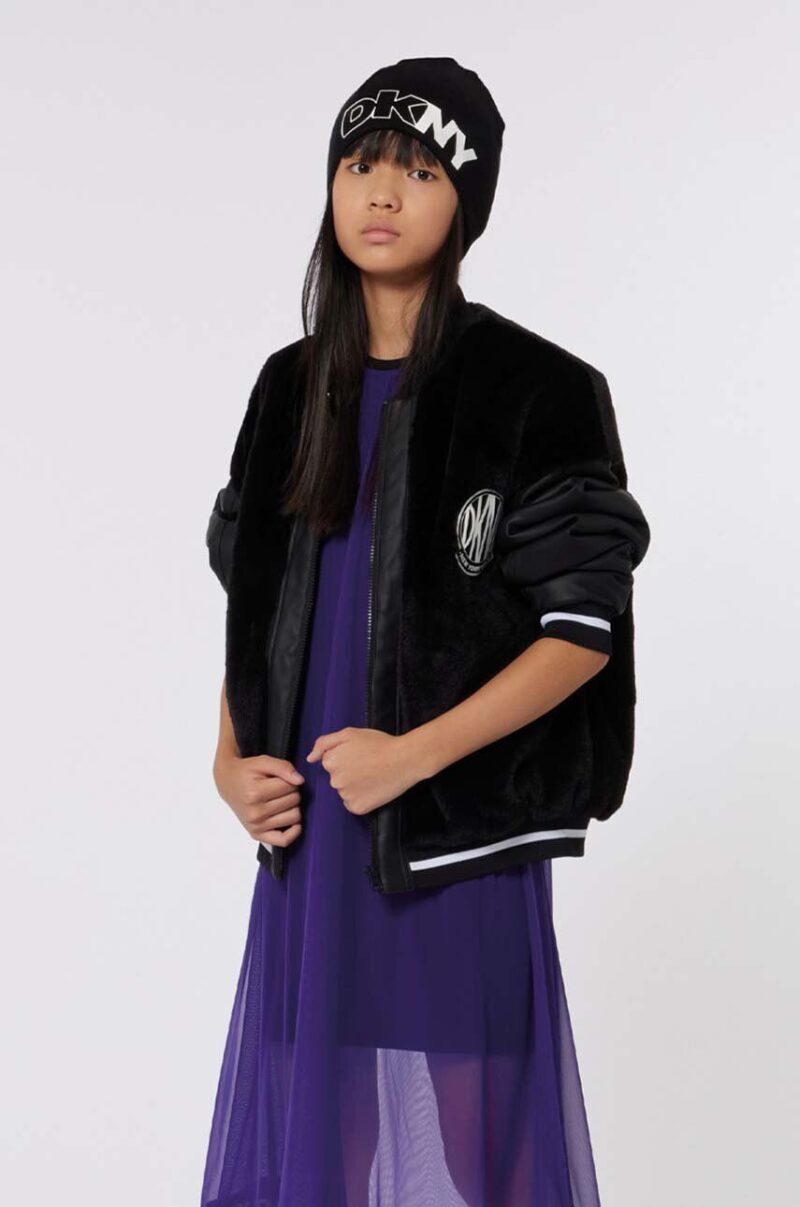 Dkny geaca bomber pentru copii culoarea negru