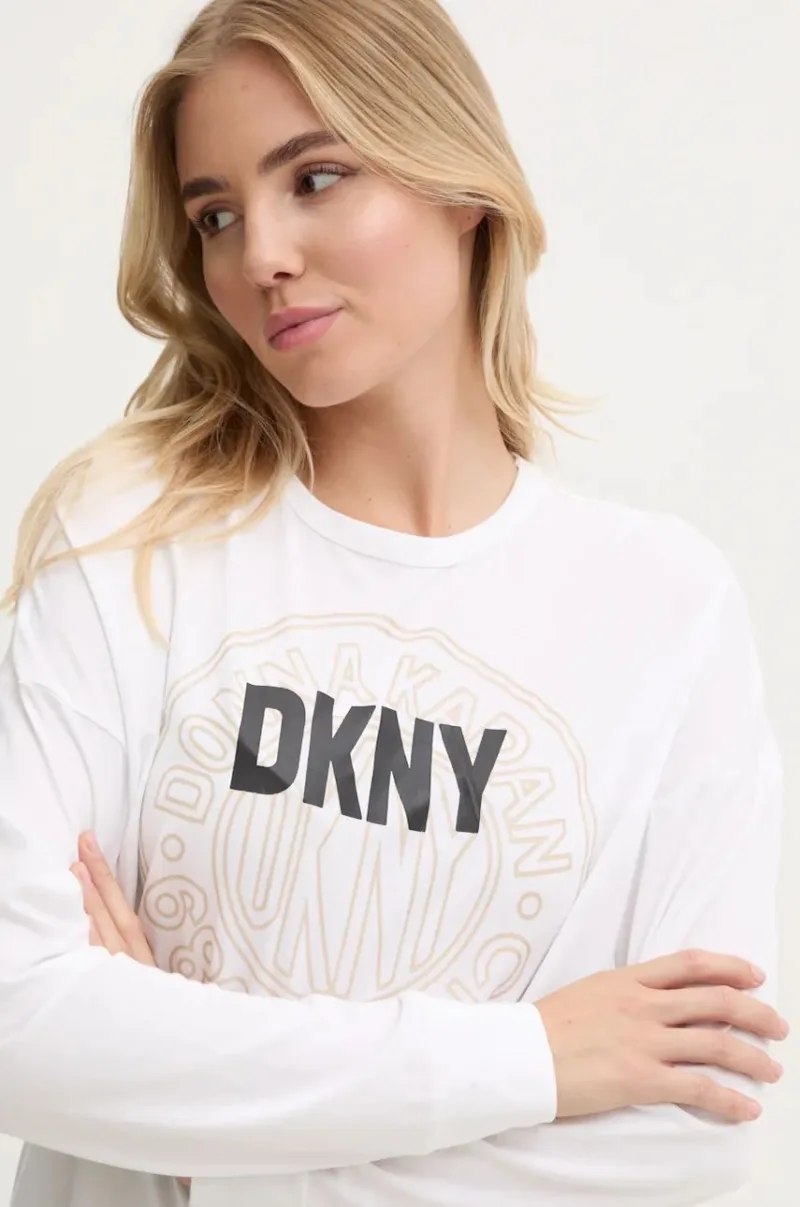 Dkny longsleeve de pijama culoarea alb