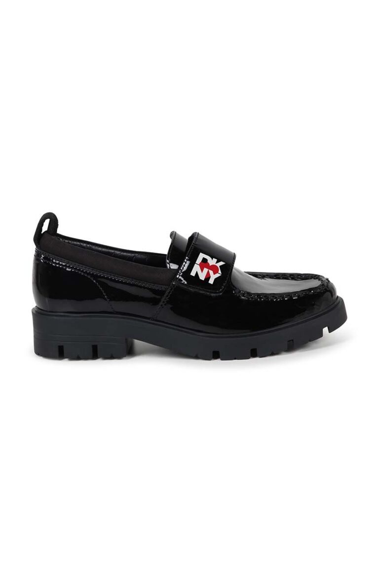 Dkny mocasini din piele pentru copii culoarea negru