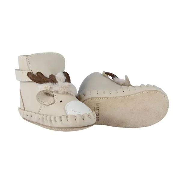 Donsje incaltaminte din piele pentru bebelusi Kapi Exclusive Booties Reindeer culoarea bej