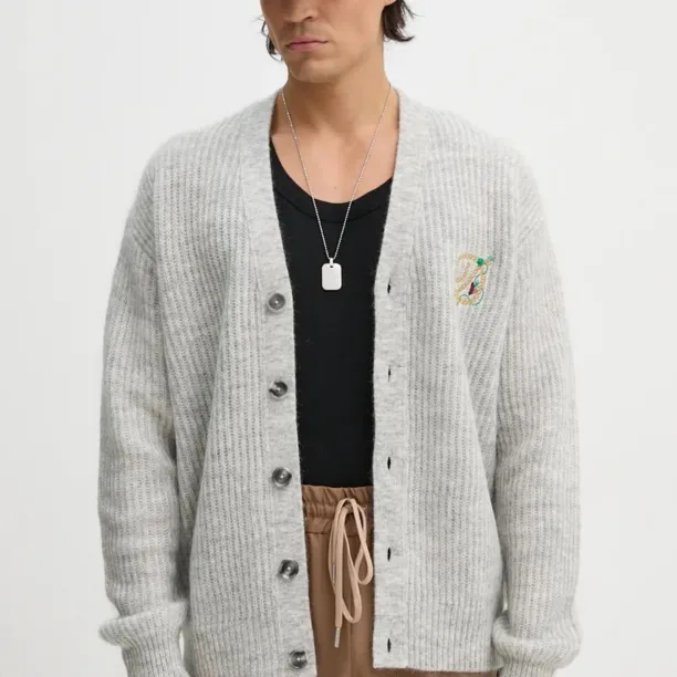 Drôle de Monsieur cardigan din lana Le Cardigan D Raisin culoarea gri