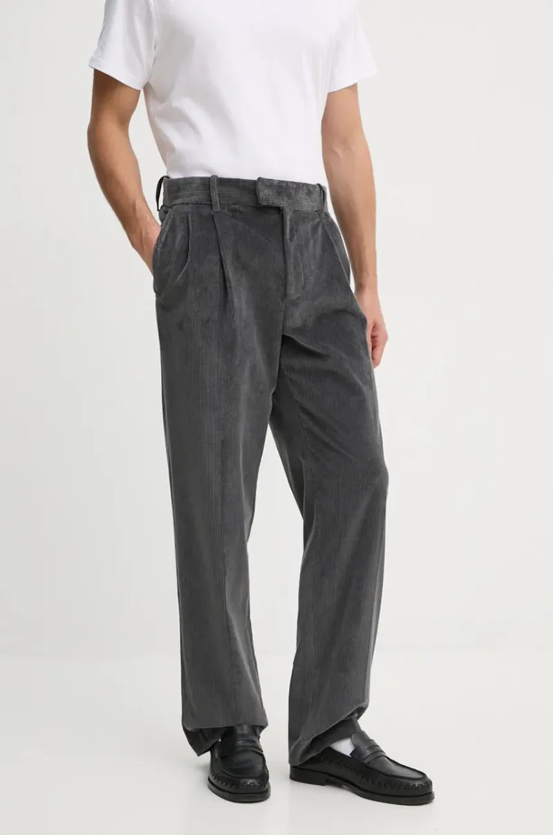 Drôle de Monsieur pantaloni de catifea cord Le Pantalon Golfeur Corduroy culoarea gri