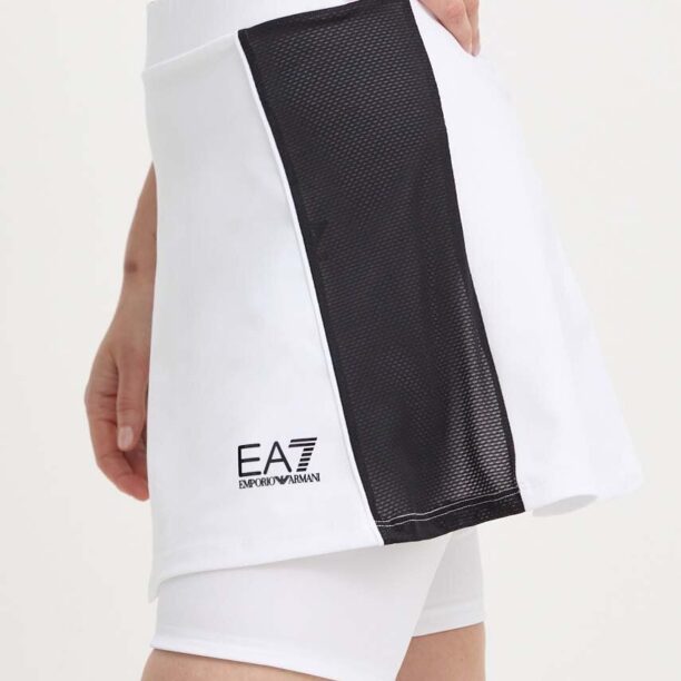 EA7 Emporio Armani fustă sport culoarea alb