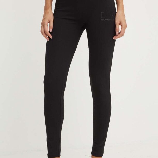 EA7 Emporio Armani leggins de antrenament culoarea negru