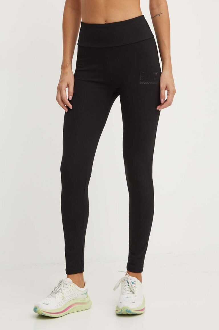 EA7 Emporio Armani leggins de antrenament culoarea negru