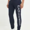 EA7 Emporio Armani pantaloni de trening culoarea albastru marin