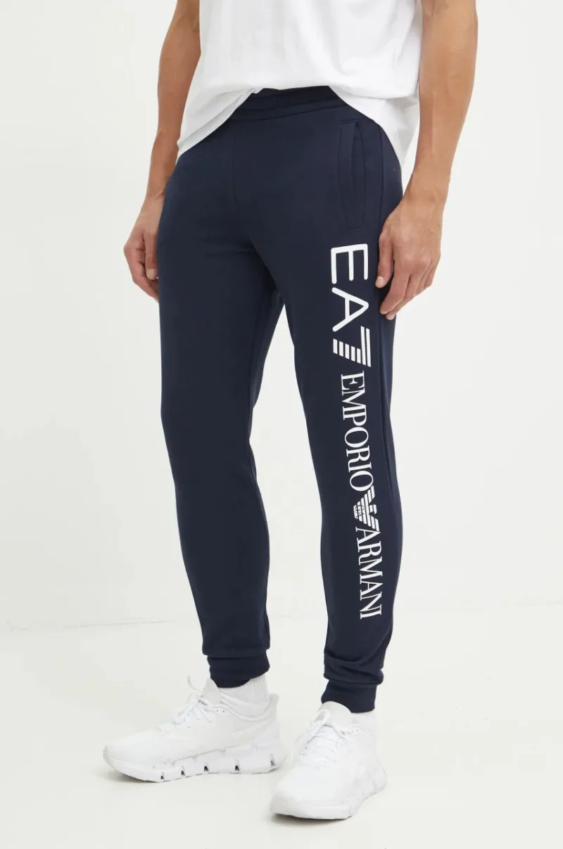 EA7 Emporio Armani pantaloni de trening culoarea albastru marin