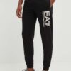 EA7 Emporio Armani pantaloni de trening din bumbac culoarea negru