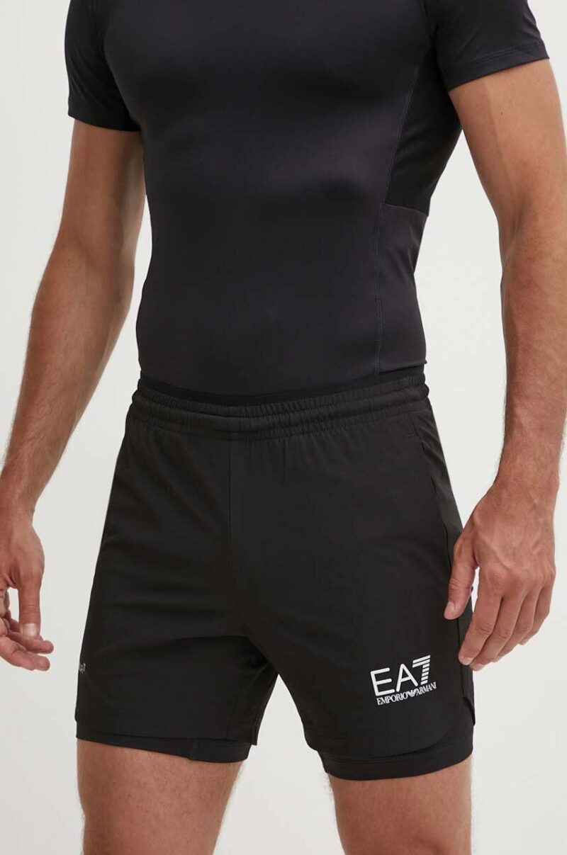 EA7 Emporio Armani pantaloni scurți de antrenament culoarea negru