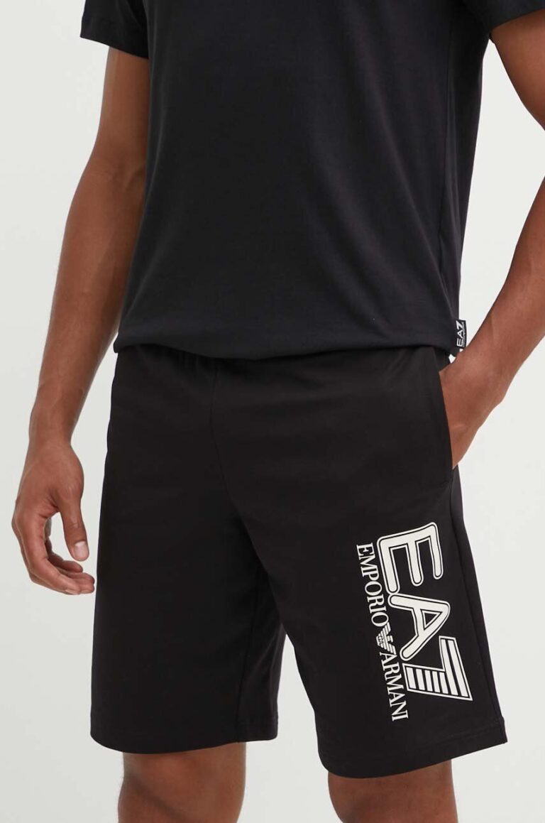 EA7 Emporio Armani pantaloni scurti din bumbac culoarea negru