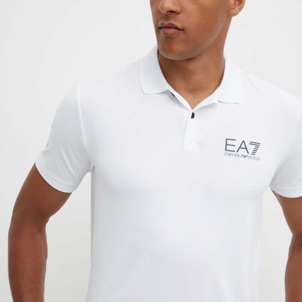 EA7 Emporio Armani polo de antrenament culoarea alb