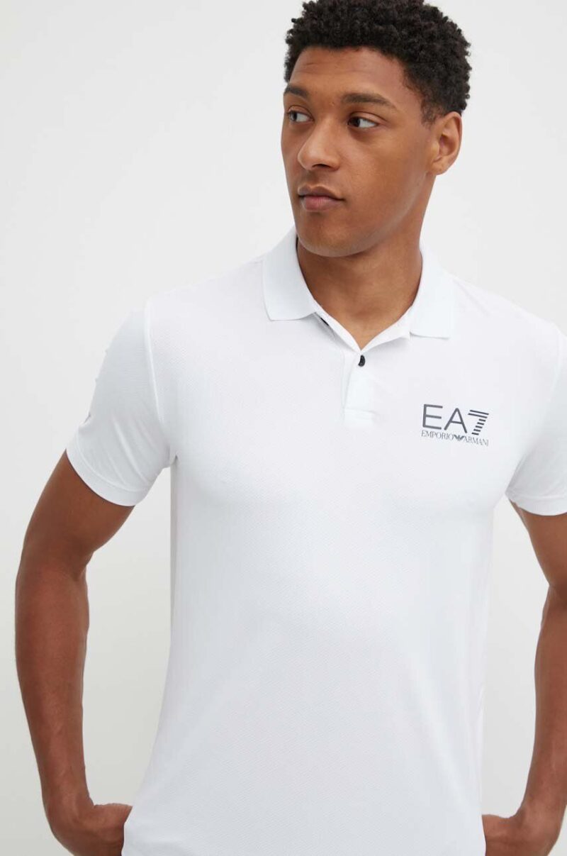 EA7 Emporio Armani polo de antrenament culoarea alb