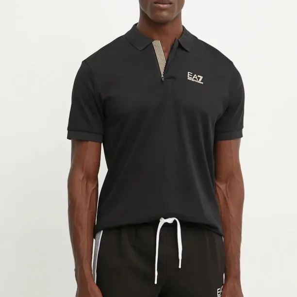 EA7 Emporio Armani polo de bumbac culoarea negru