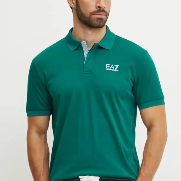 EA7 Emporio Armani polo de bumbac culoarea verde