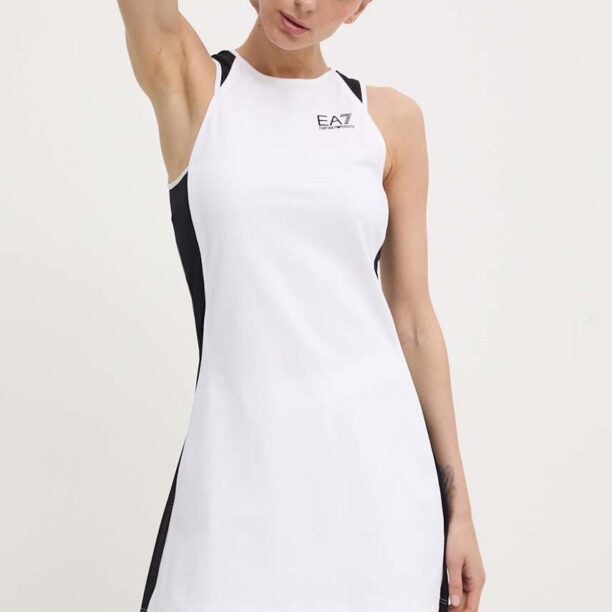 EA7 Emporio Armani rochie sport culoarea alb