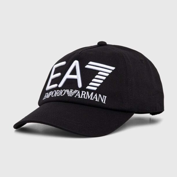 EA7 Emporio Armani șapcă de baseball din bumbac culoarea negru