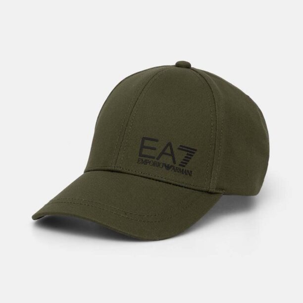 EA7 Emporio Armani șapcă de baseball din bumbac culoarea verde