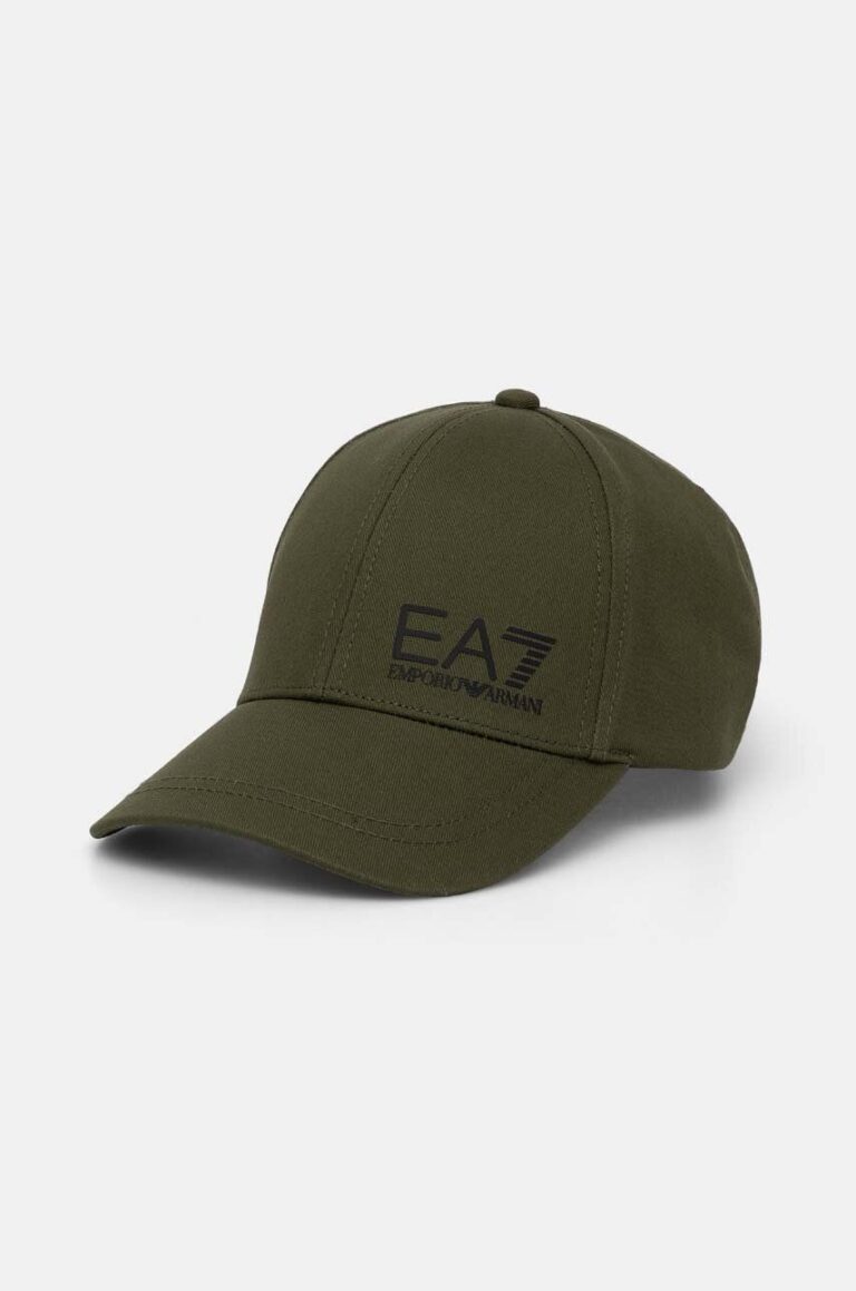 EA7 Emporio Armani șapcă de baseball din bumbac culoarea verde