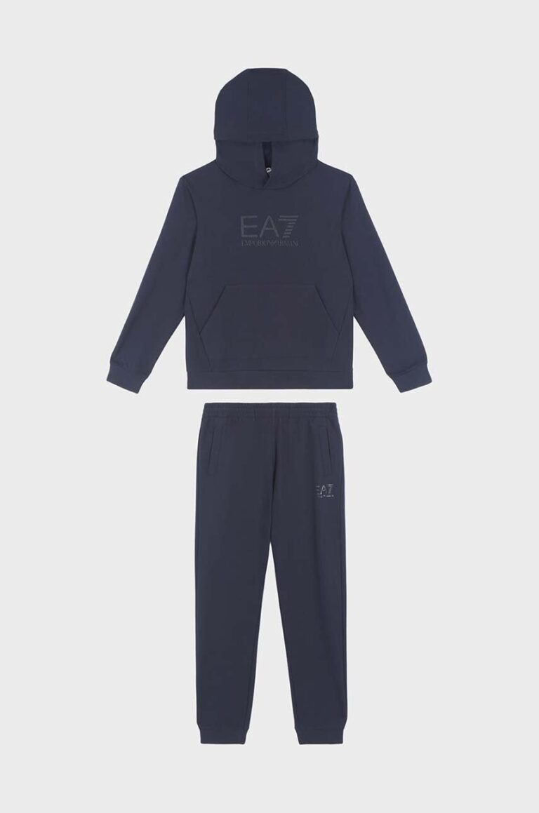 EA7 Emporio Armani trening de bumbac pentru copii culoarea albastru marin