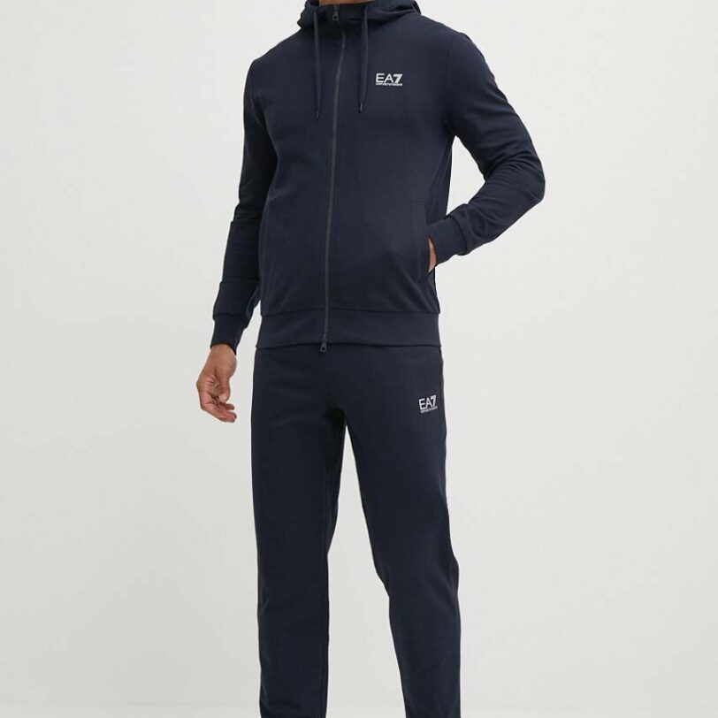 EA7 Emporio Armani trening din bumbac culoarea albastru marin
