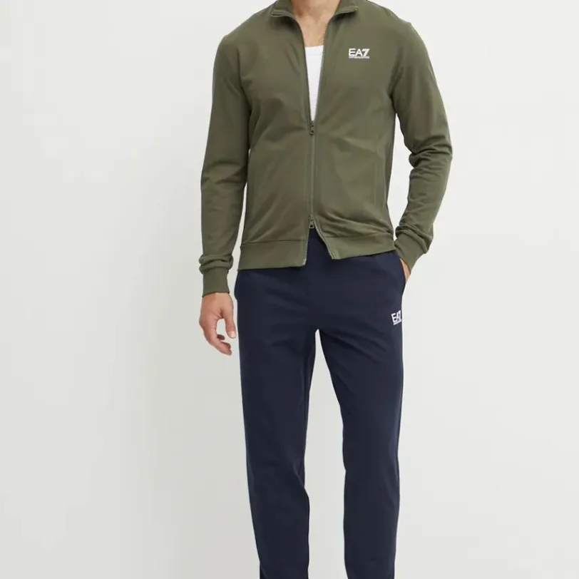 EA7 Emporio Armani trening din bumbac culoarea verde