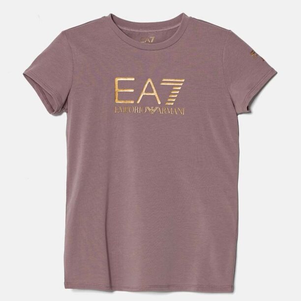 EA7 Emporio Armani tricou copii culoarea roz