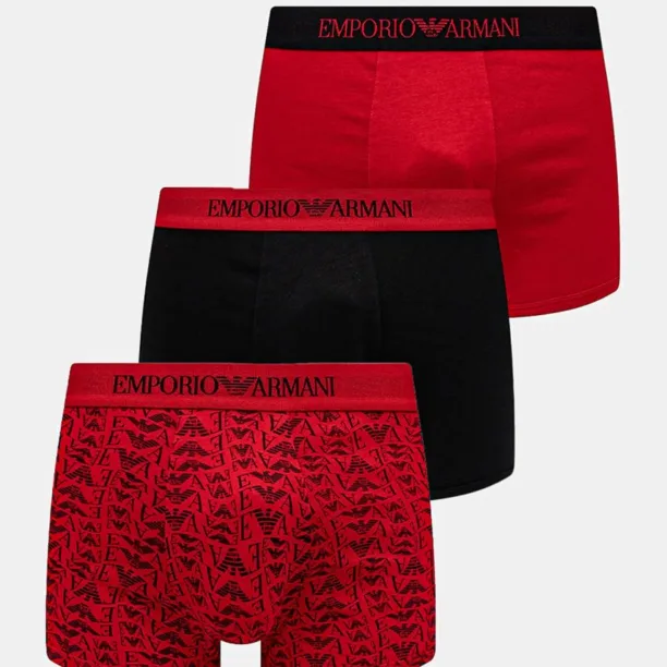 Emporio Armani Underwear boxeri de bumbac 3-pack culoarea rosu