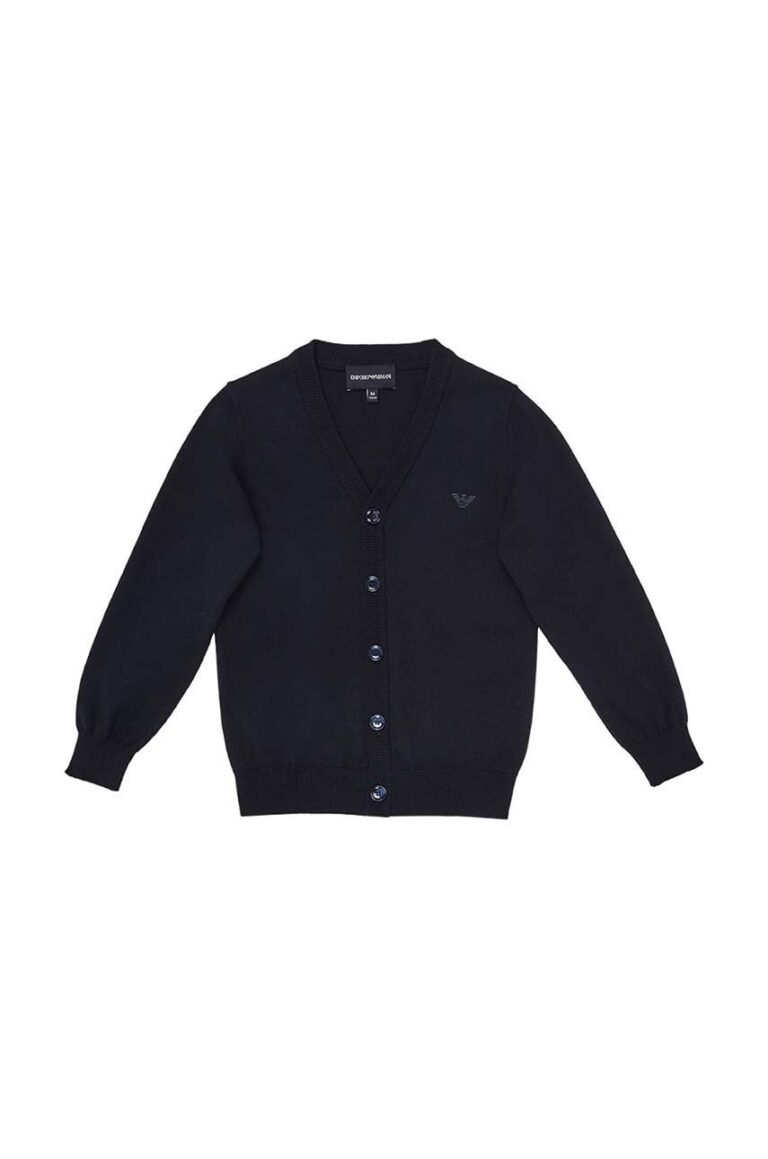 Emporio Armani cardigan cu amestec de lână pentru copii culoarea albastru marin