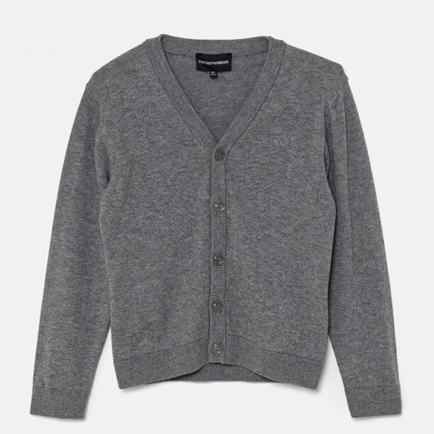 Emporio Armani cardigan cu amestec de lână pentru copii culoarea gri