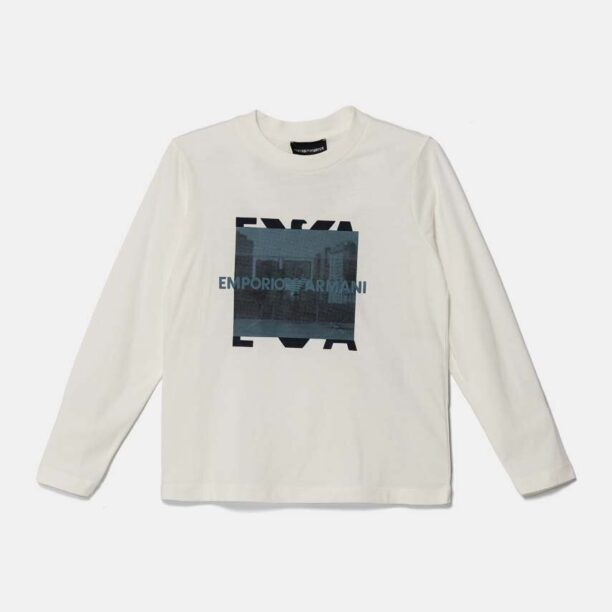 Emporio Armani longsleeve din bumbac pentru copii culoarea alb