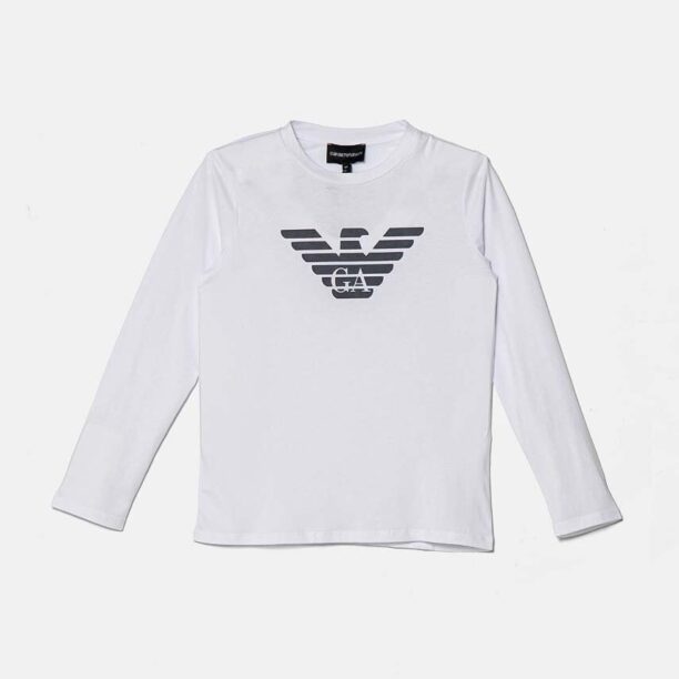 Emporio Armani longsleeve din bumbac pentru copii culoarea alb