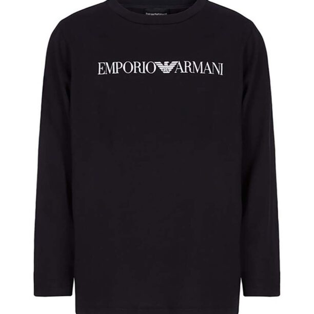 Emporio Armani longsleeve din bumbac pentru copii culoarea albastru marin