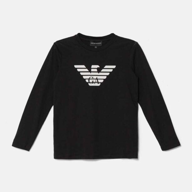 Emporio Armani longsleeve din bumbac pentru copii culoarea negru