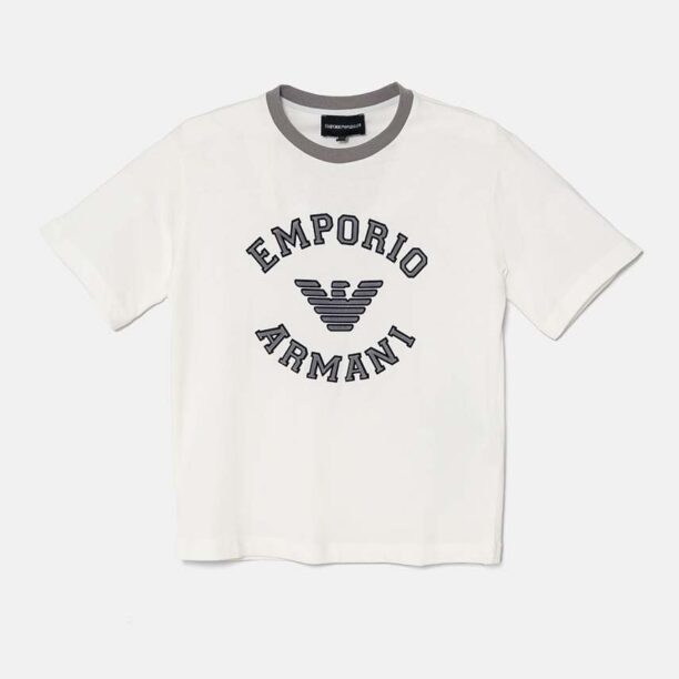 Emporio Armani tricou de bumbac pentru copii culoarea alb