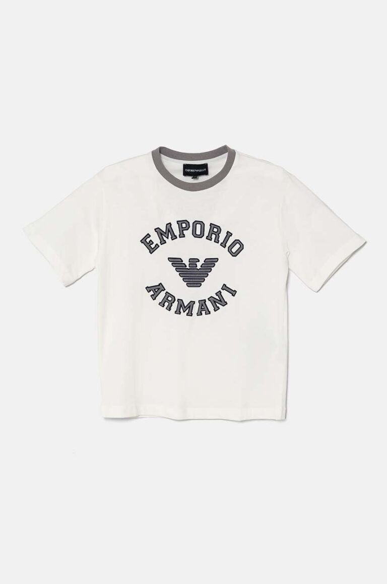 Emporio Armani tricou de bumbac pentru copii culoarea alb