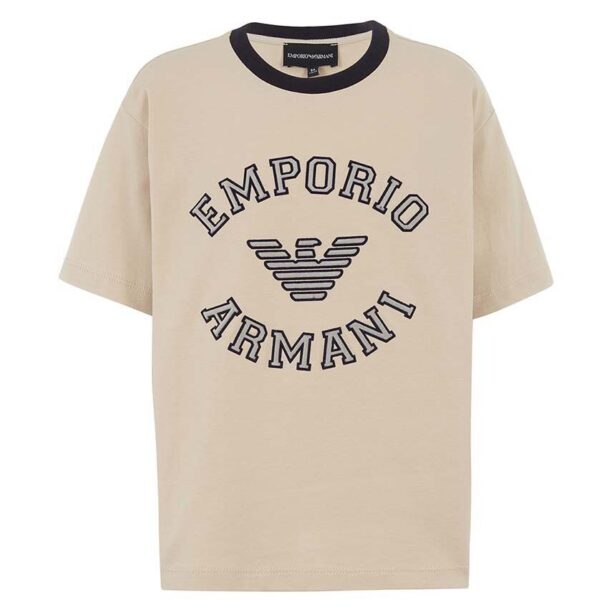 Emporio Armani tricou de bumbac pentru copii culoarea bej