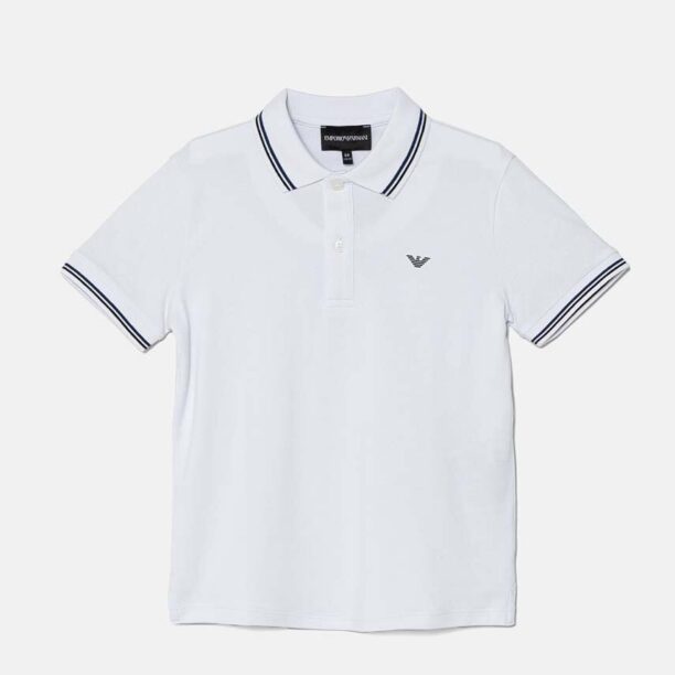 Emporio Armani tricou polo copii culoarea alb