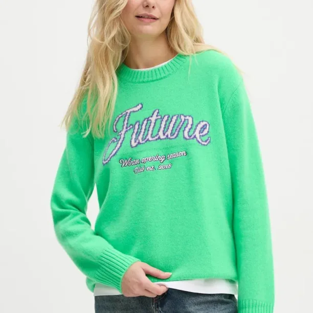 FROM FUTURE pulover de casmir culoarea verde