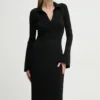 FROM FUTURE rochie din lana culoarea negru