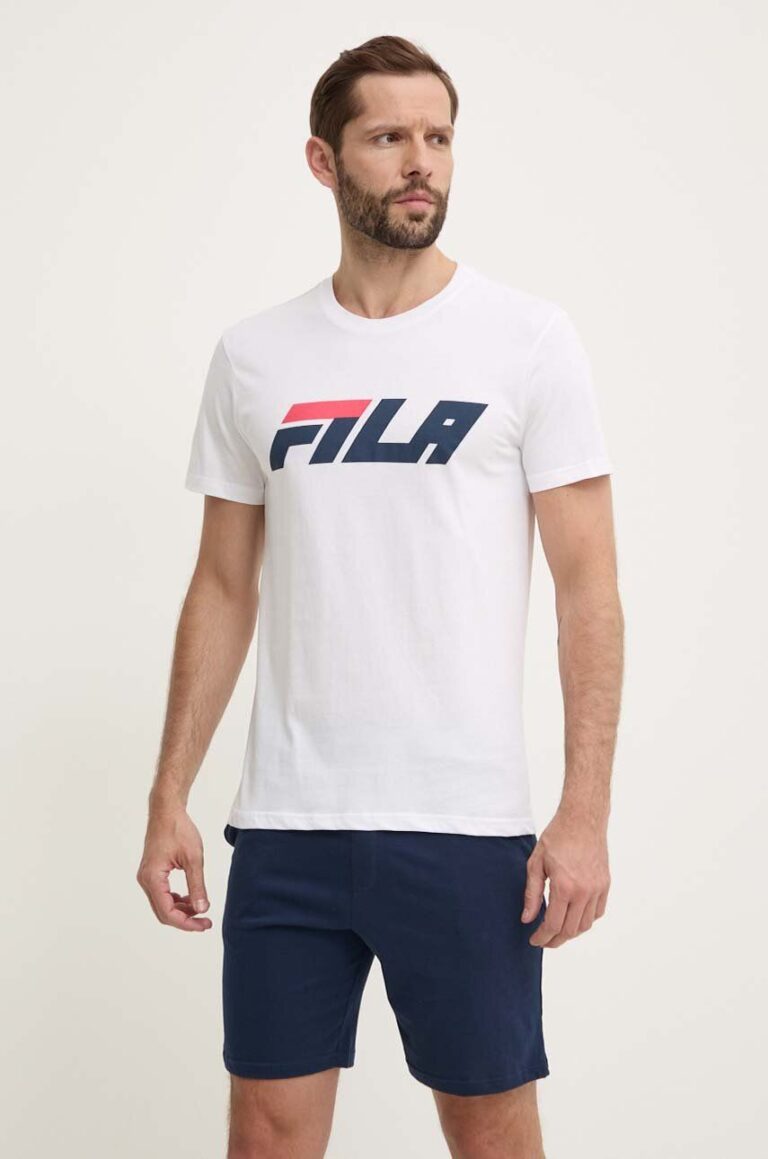 Fila pijamale de bumbac culoarea alb